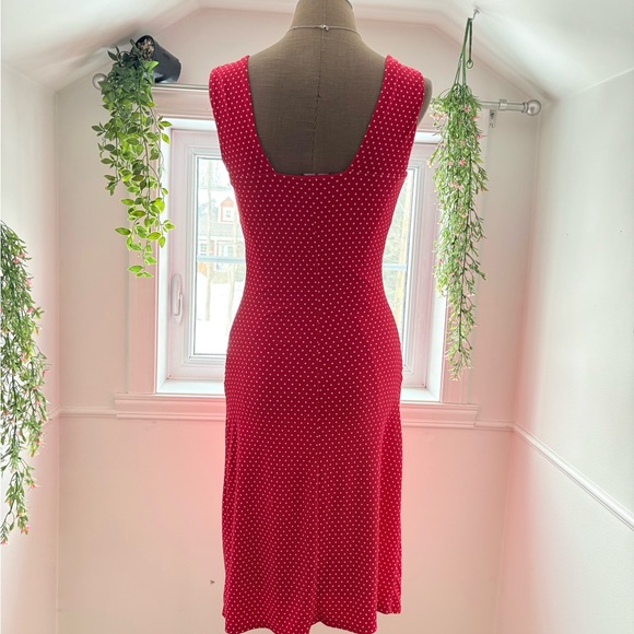 Le Chateau Red Polka Dot Midi Dress - Picture 3 of 6